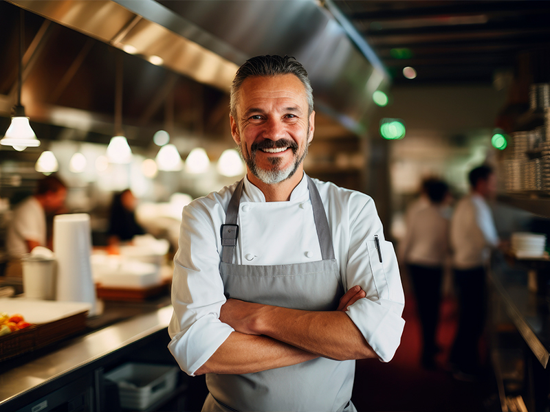 Imagen de un cocinero en la cocina de un restaurante